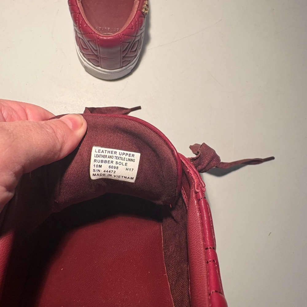 Tory Burch Maroon Red Sneakers with Quilted Geometric Design - Picture 7 of 8